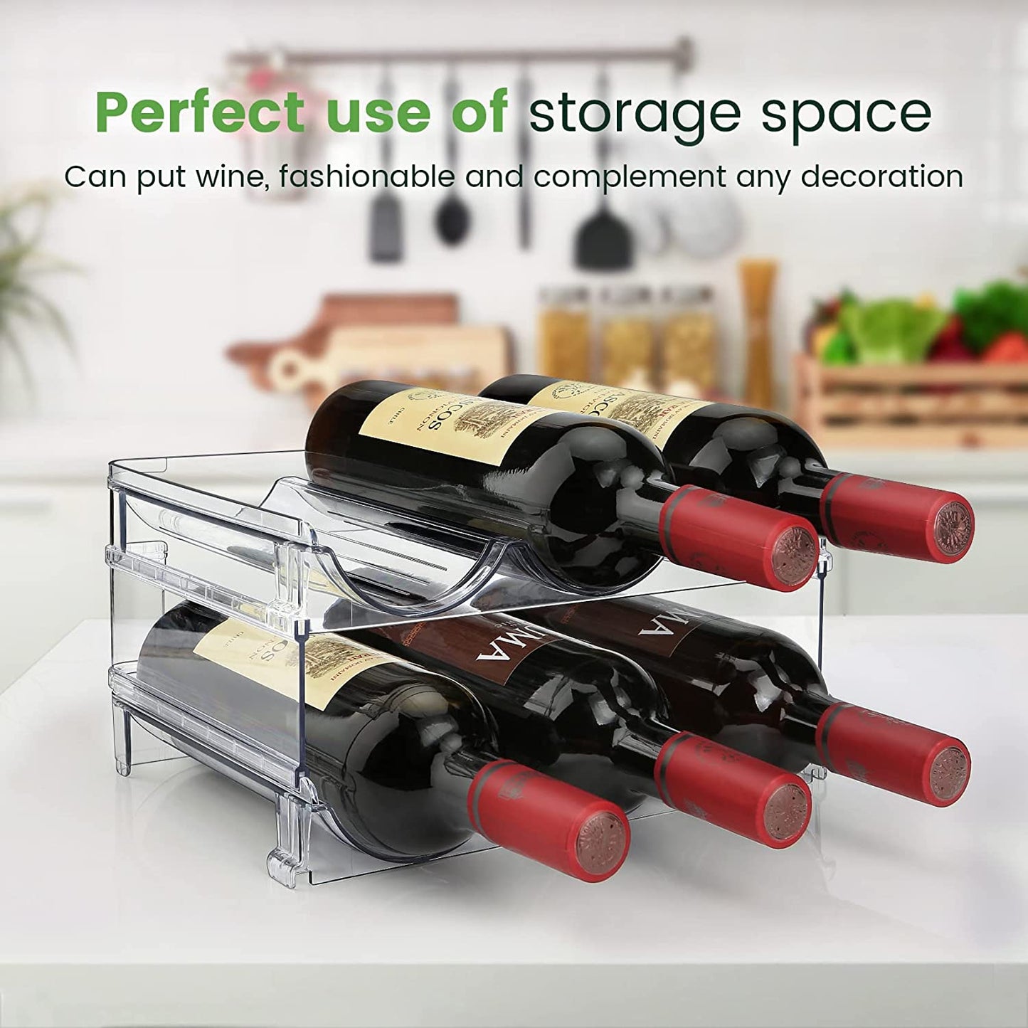 Water Bottle Storage Organizer Set - Stackable Cabinet Racks for Efficient Water Bottle Management, 2-Pack