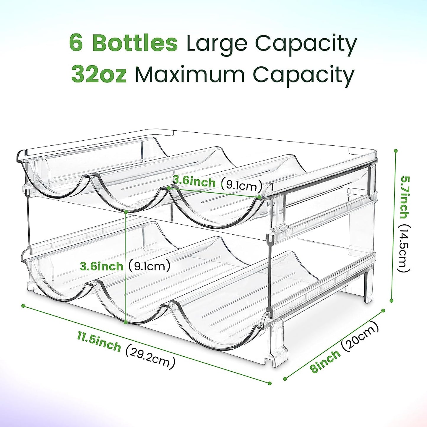 Water Bottle Storage Organizer Set - Stackable Cabinet Racks for Efficient Water Bottle Management, 2-Pack