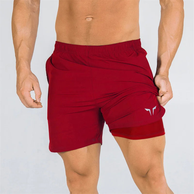2-in-1 Sports Shorts for Men – Compression Inner Layer & Quick-Dry Outer