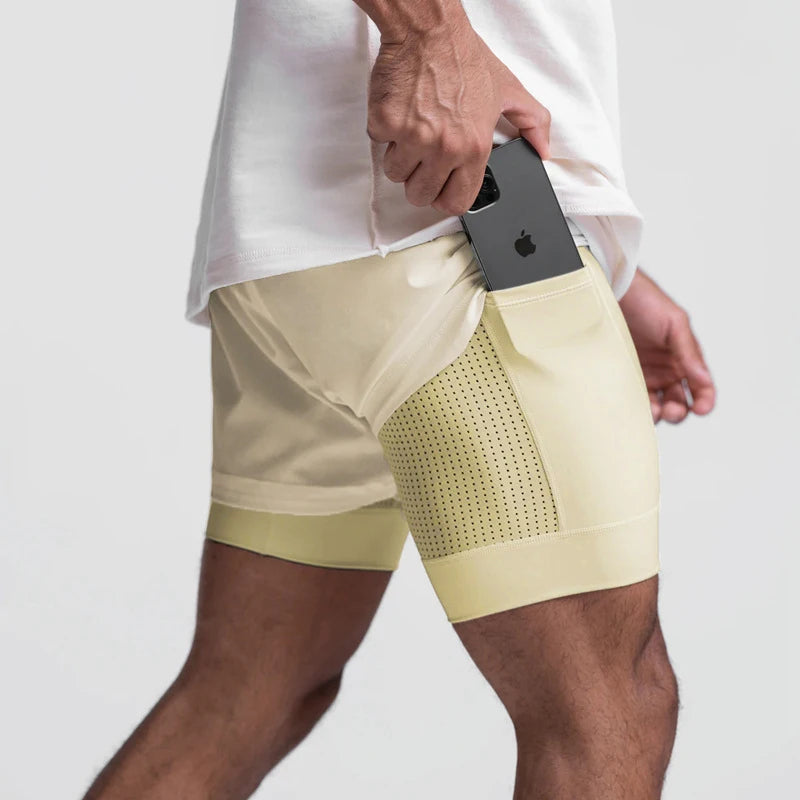 Performance Gym Shorts for Men – Double-Layer Support & Comfort