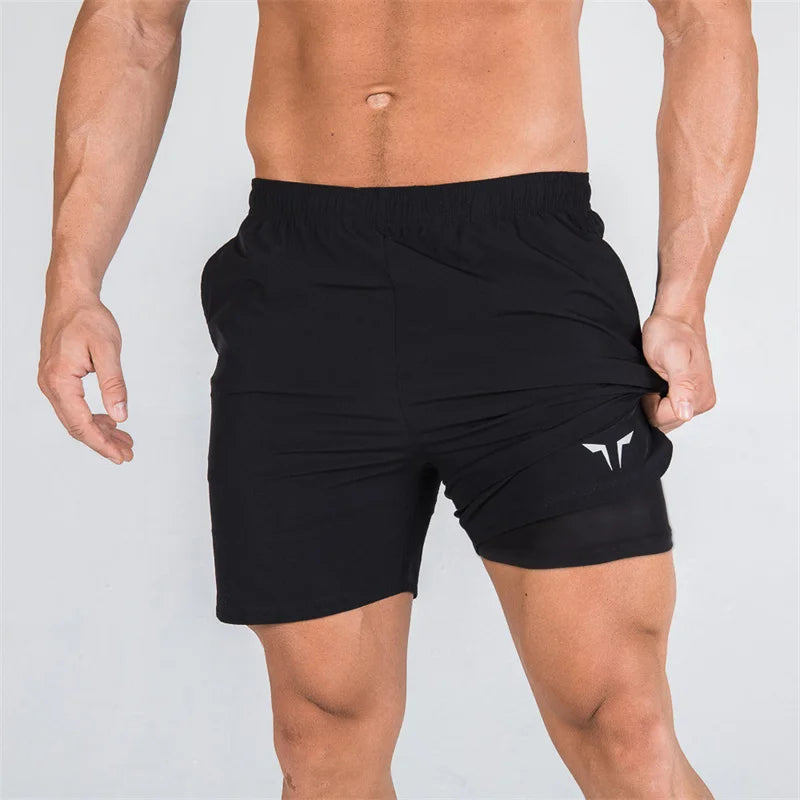 2-in-1 Sports Shorts for Men – Compression Inner Layer & Quick-Dry Outer
