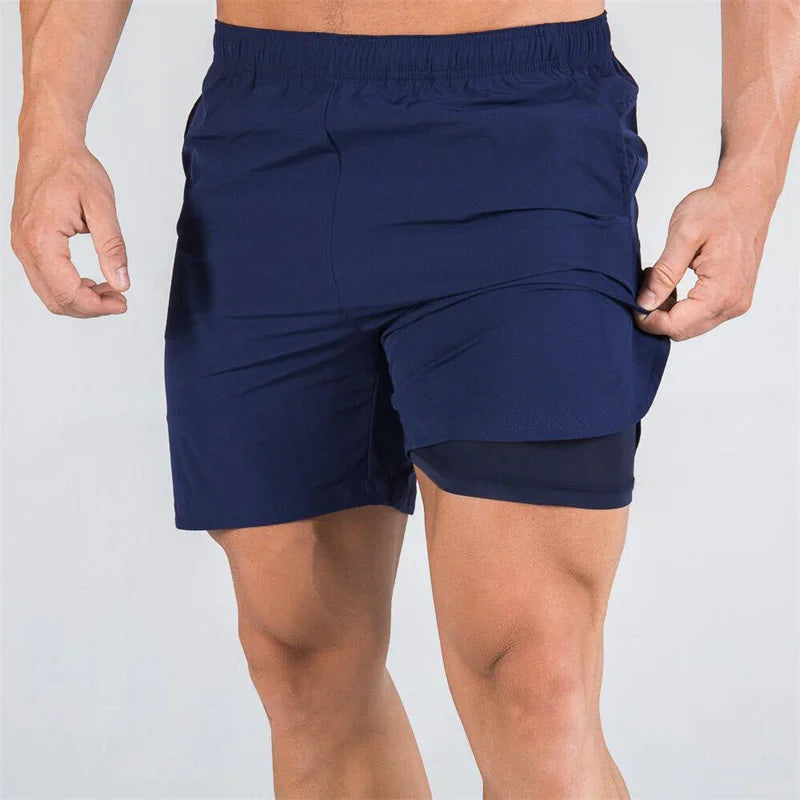 2-in-1 Sports Shorts for Men – Compression Inner Layer & Quick-Dry Outer