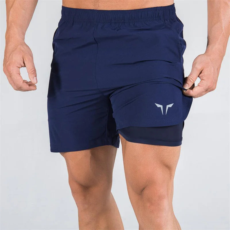 2-in-1 Sports Shorts for Men – Compression Inner Layer & Quick-Dry Outer