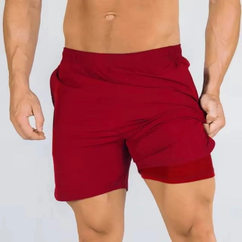 2-in-1 Sports Shorts for Men – Compression Inner Layer & Quick-Dry Outer